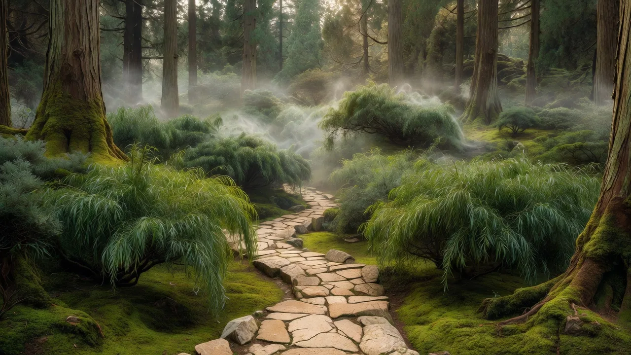 石畳の柳道